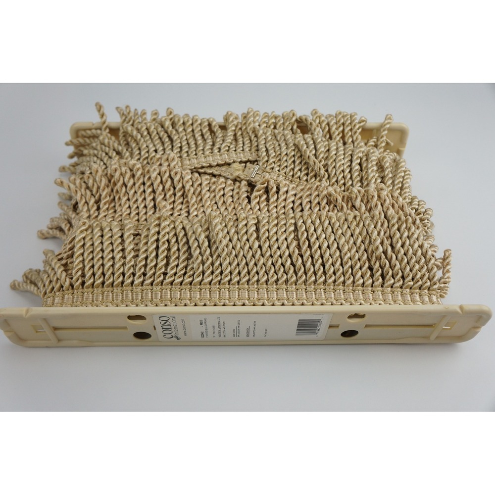 Conso Woven Bullion Fringe 18 Yards Tan 3" Cotton Acetate Trim New